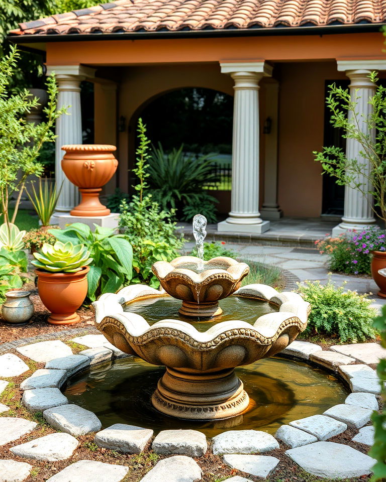 elegance water features with classical - 25 Greek Garden Ideas