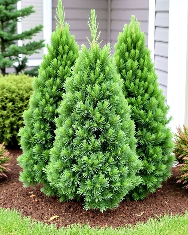 elegance with dwarf alberta spruce - 25 Front Yard Evergreen Landscaping Ideas