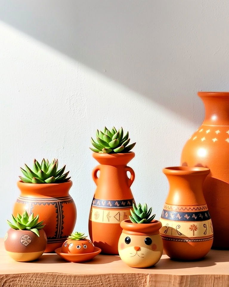 elegance with traditional mexican clay pottery - 25 Mexican Decor Ideas