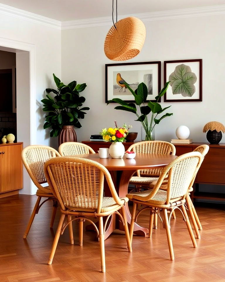 elegance woven rattan dining chairs - 15 1960s Dining Room Ideas
