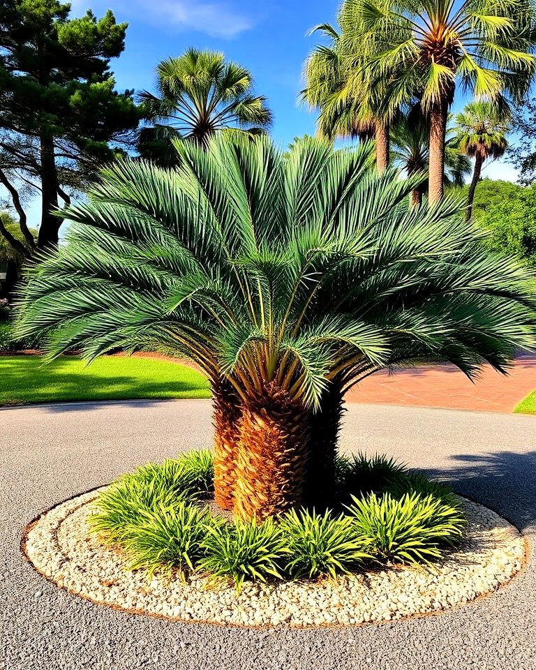 elegant accent for driveway island - 15 Pine Straw Landscaping Ideas