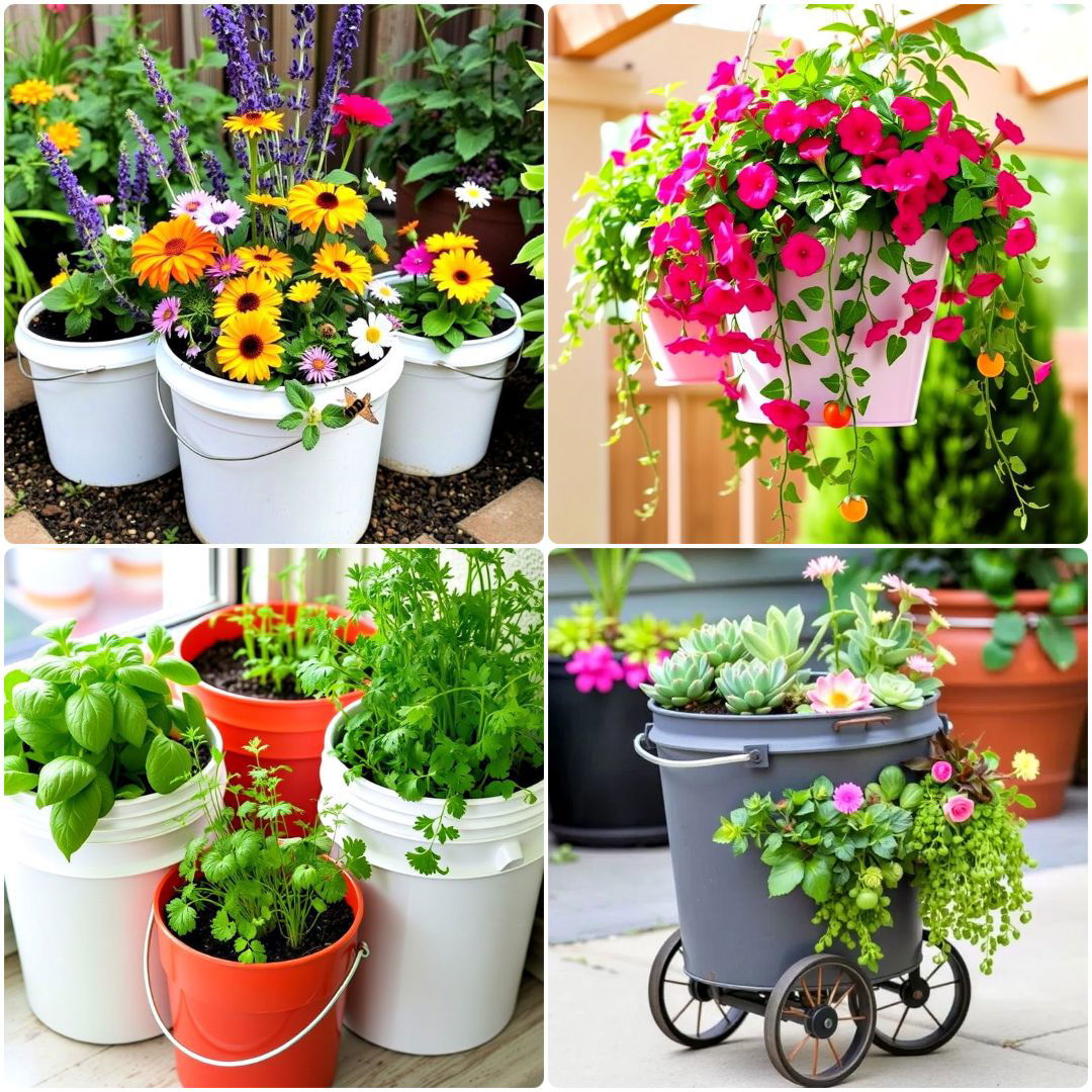 elegant bucket garden ideas