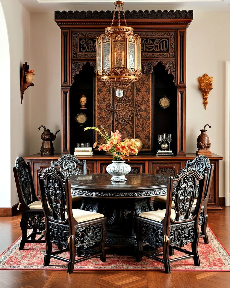 elegant carved wooden furniture - 15 Arabic Interior Design Ideas