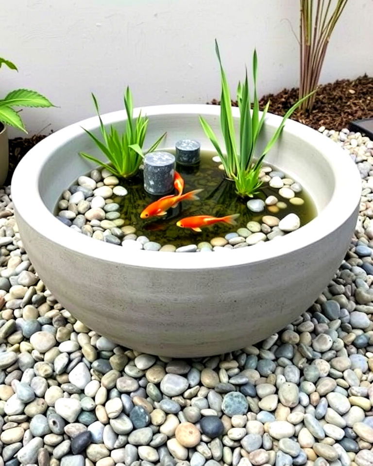 elegant concrete bowl pond - 15 Container Fish Pond Ideas
