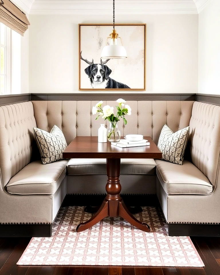 elegant corner banquette nook - 20 Corner Breakfast Nook Ideas