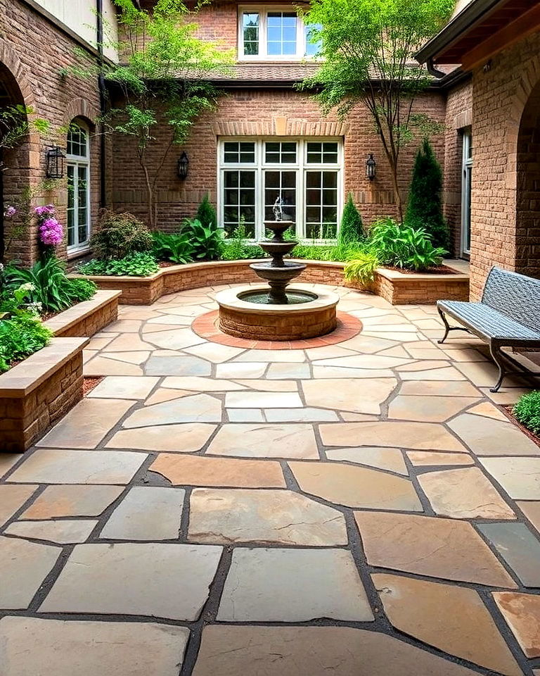 elegant flagstone courtyard flooring - 25 Front Yard Courtyard Ideas