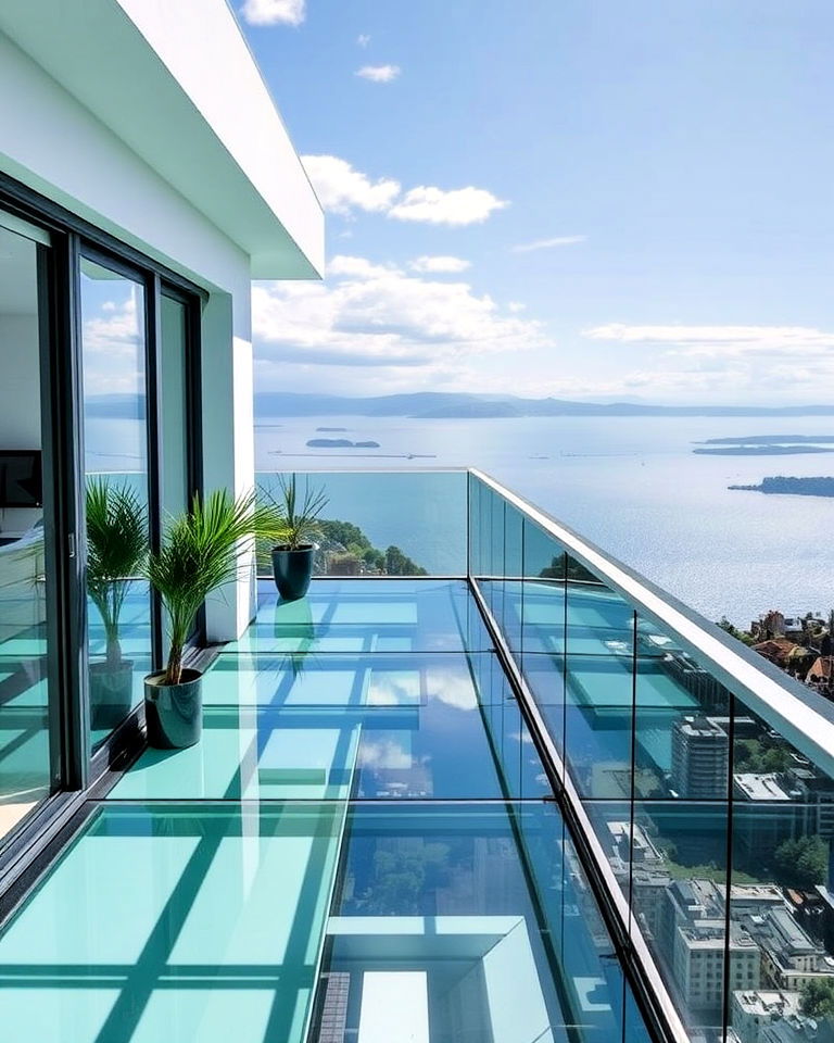 elegant floating glass balcony - 20 Glass Balcony Design Ideas