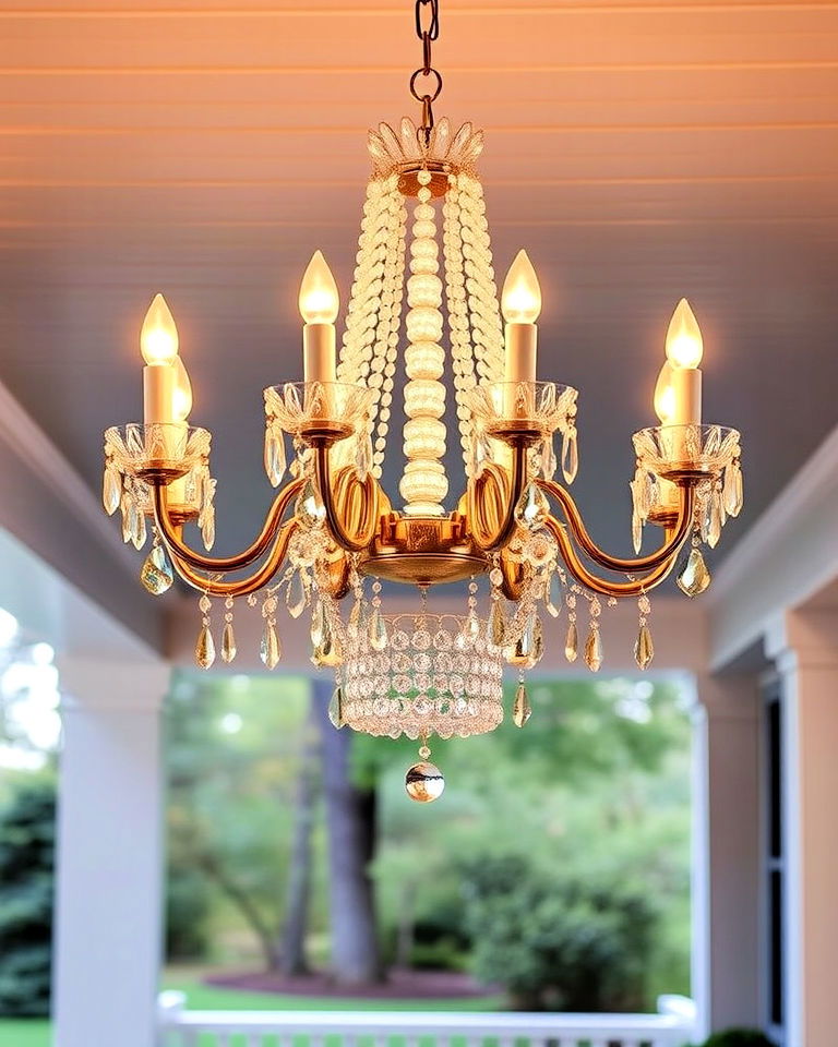 elegant front porch crystal chandelier - 15 Front Porch Chandelier Ideas