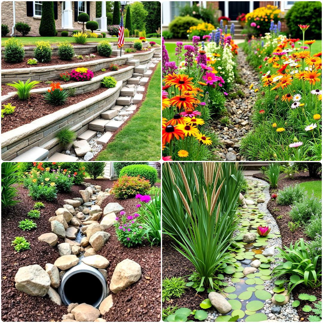 elegant front yard drainage ditch landscaping ideas