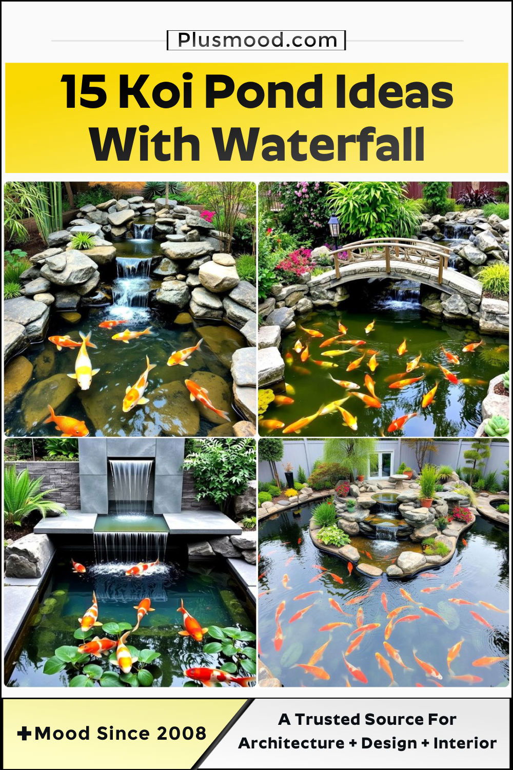 elegant koi pond ideas with waterfall