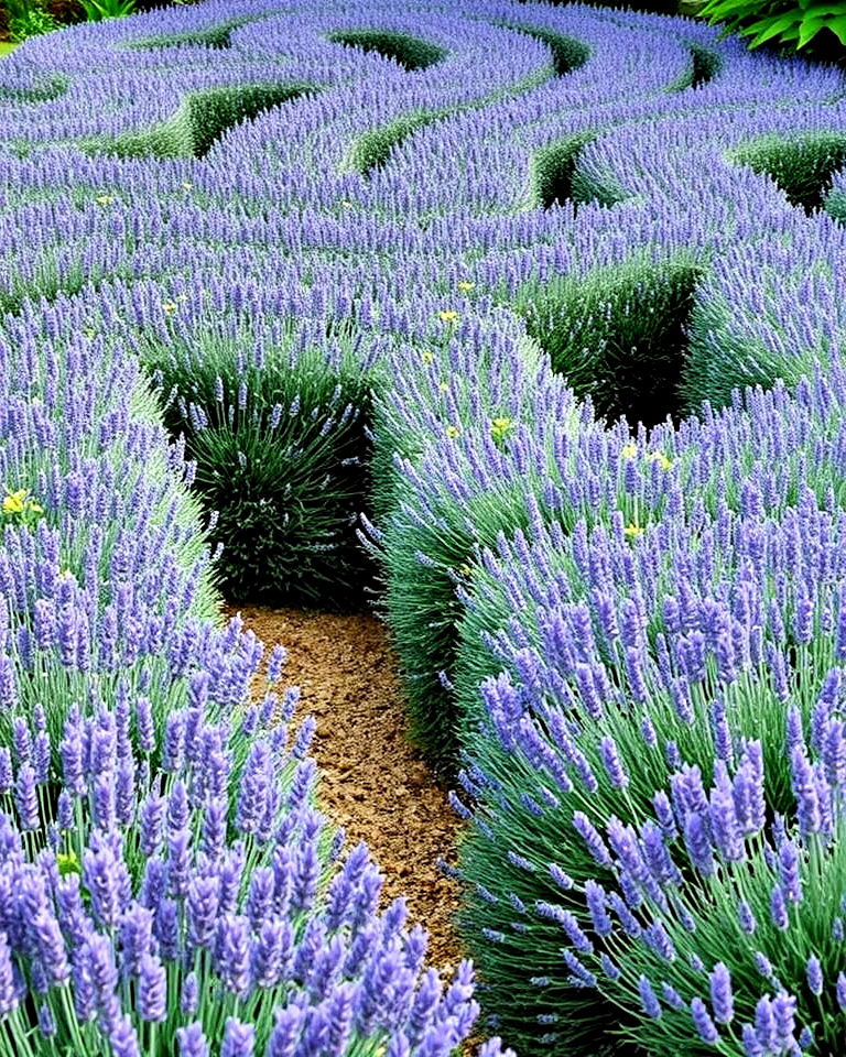 elegant lavender maze garden feature - 25 Lavender Landscaping Ideas