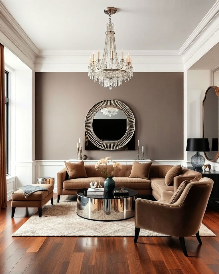 elegant silver with brown living room - 25 Colors That Go With Brown for Any Room