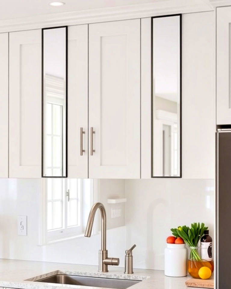 elegant slim vertical mirrors design - 15 Mirror in Kitchen Ideas