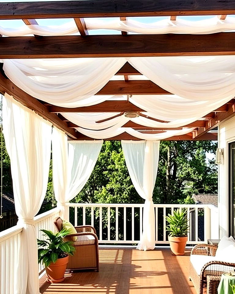 elegant touch pergolas with flowing fabrics - 25 Coastal Landscaping Ideas
