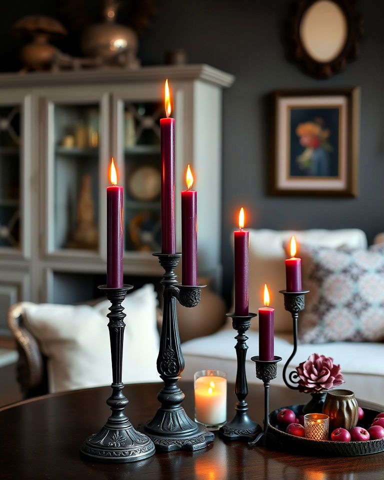 elegant vintage candlesticks - 20 Gothic Boho Decor Ideas