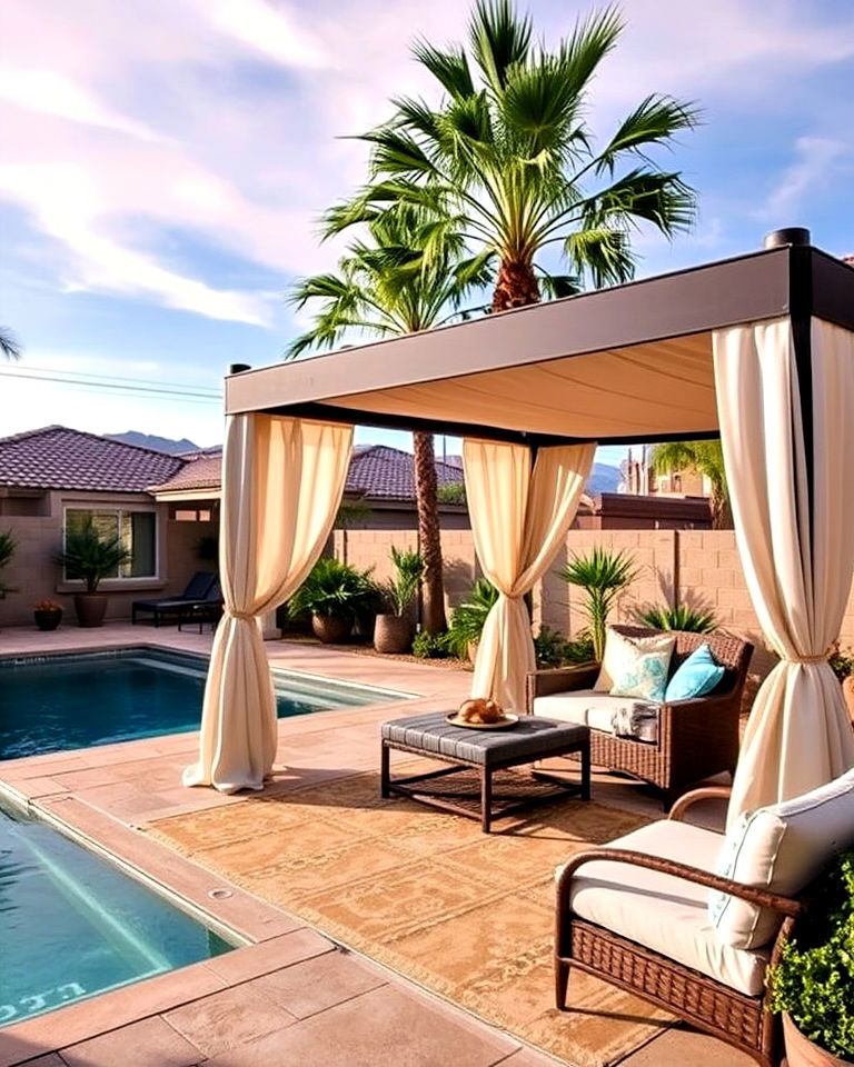 elevate your pool area with luxurious cabana - 25 Las Vegas Backyard Landscaping Ideas
