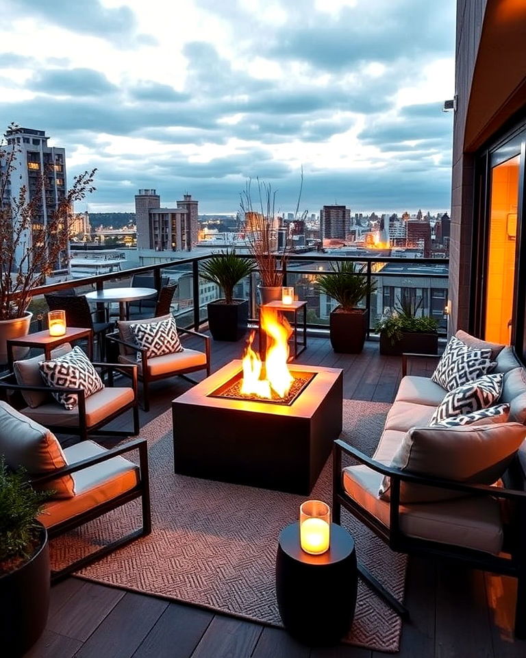 elevated fire pit corner - 15 Penthouse Balcony Ideas