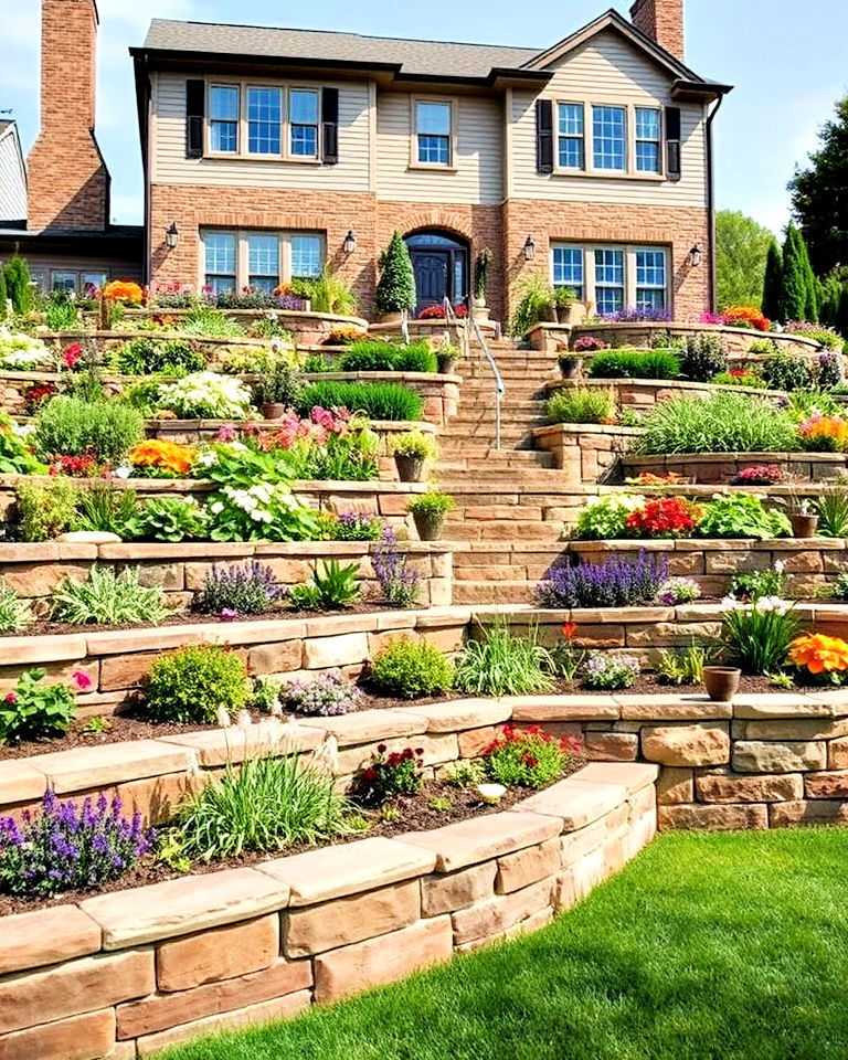 elevated terraced gardens front yard landscaping - 15 Large Front Yard Landscaping Ideas