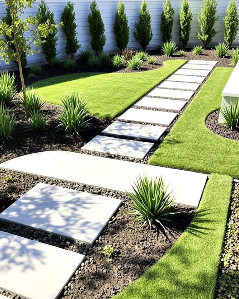 embrace clean lines with paved pathways - 20 Minimalist Landscaping Ideas