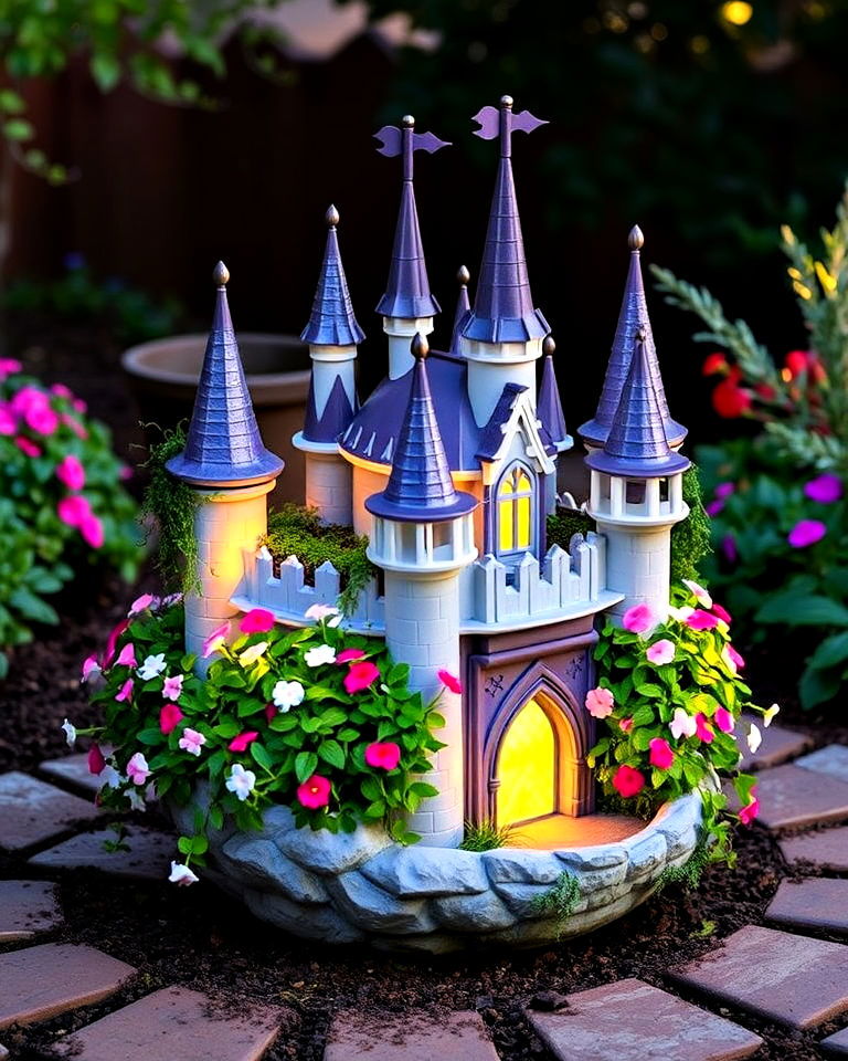 enchanted castle garden planter - 15 Disney Garden Ideas
