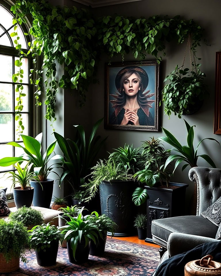 enchanted plant corner whimsigoth living room - 20 Whimsigoth Living Room Ideas