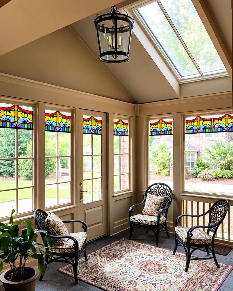 enclosed porch with stained glass windows - 15 Enclosed Porch Ideas With Windows