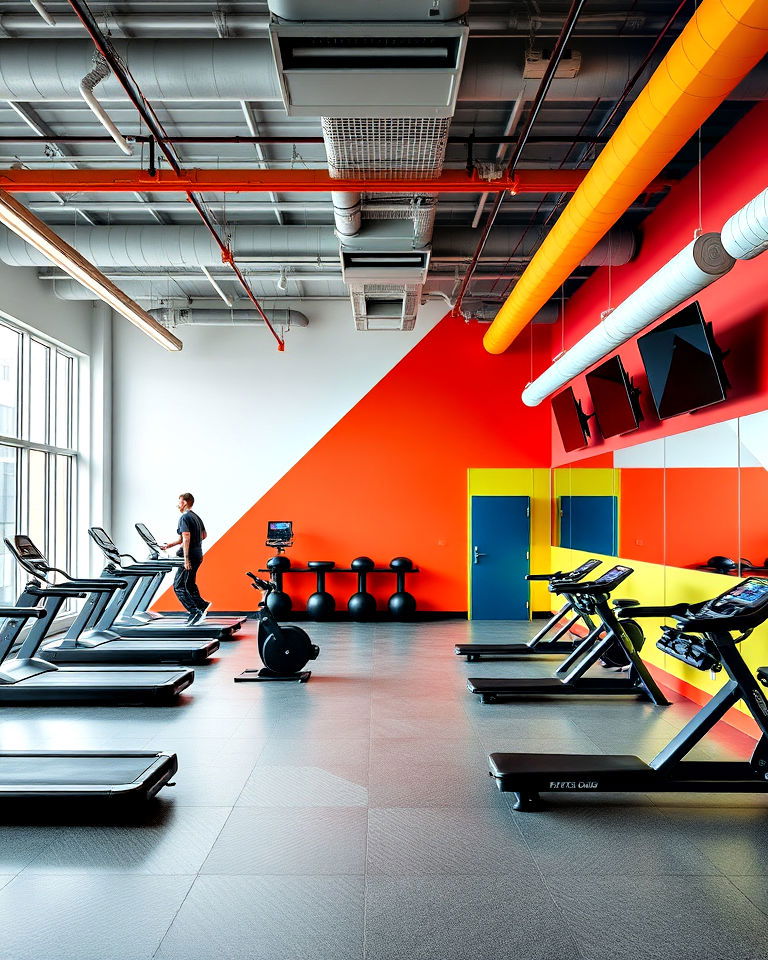energetic color palette gym interior - 25 Gym Interior Design Ideas