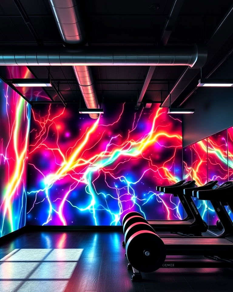 energetic light effects gym mural - 15 Gym Murals