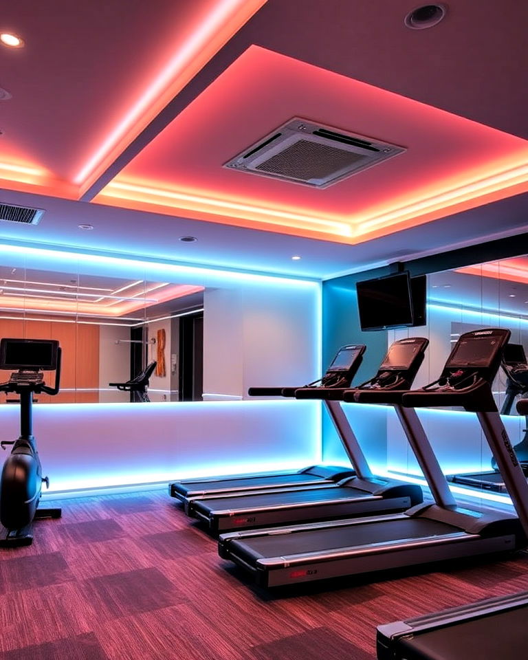 energetic lighting system for gym - 25 Gym Interior Design Ideas