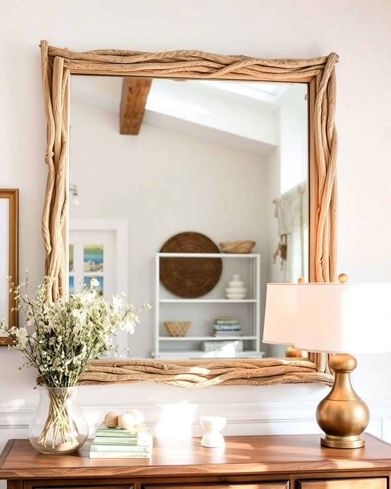enhanced with oversized coastal mirrors - 30 Coastal Interior Design Ideas