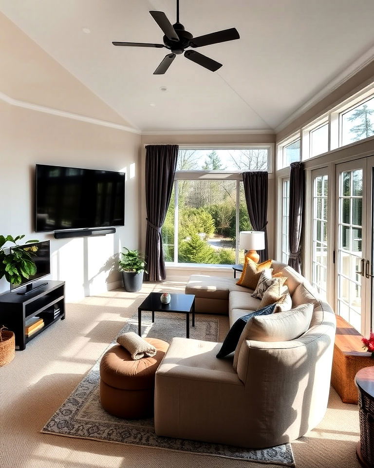 entertainment lounge with multimedia setup - 15 Second Floor Sunroom Ideas