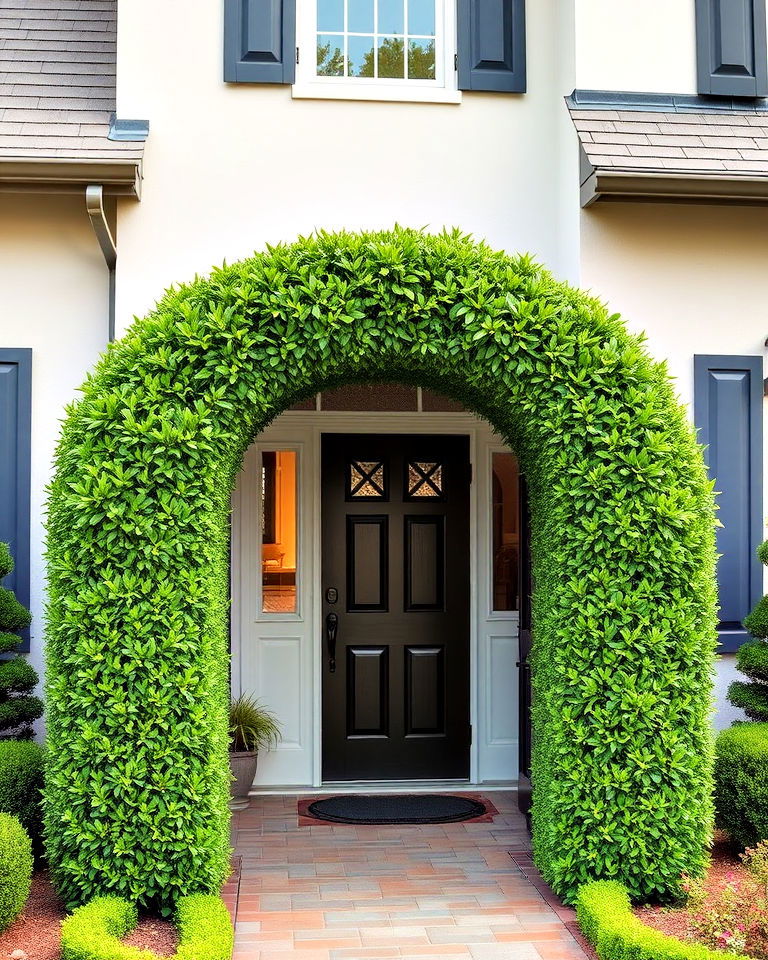 entryway boxwood arch - 15 Front Yard Boxwood Shrubs