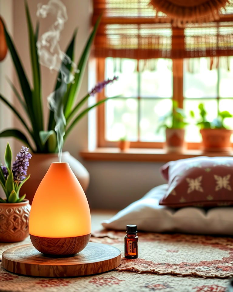 essential oil diffusers for aromatherapy - 15 Boho Meditation Room Ideas