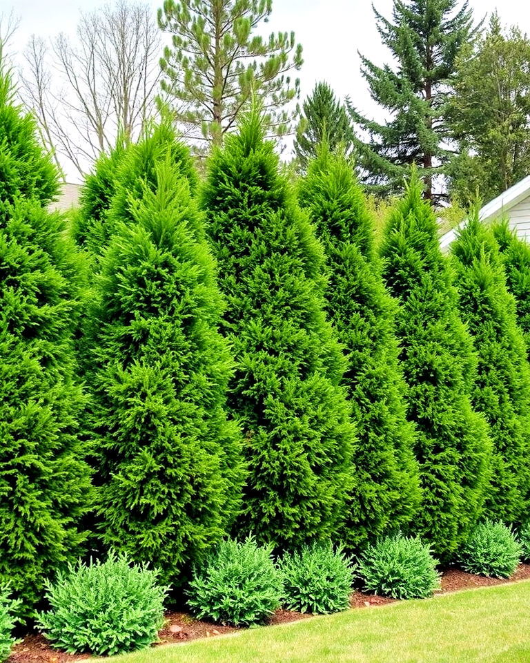 evergreen trees and shrubs are a classic choice for privacy screens - 25 Property Line Landscaping Ideas