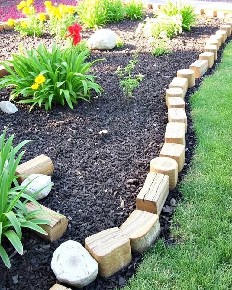 excellent wooden log mulch edging - 15 Mulch Edging Ideas