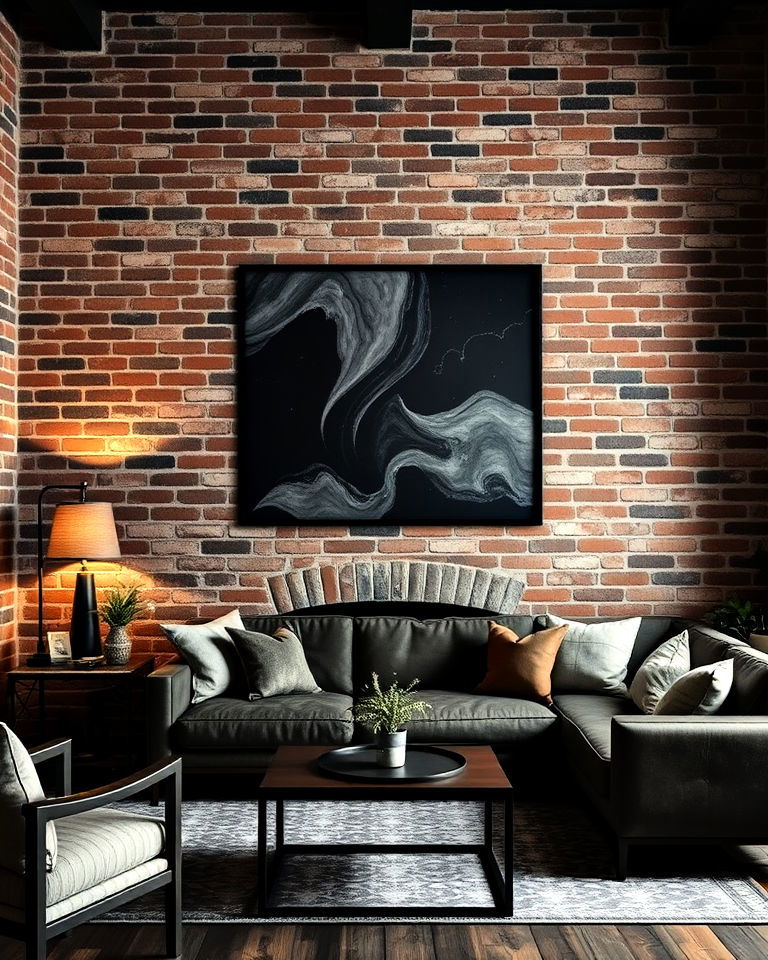 exposed brick walls dark academia living room - 25 Dark Academia Living Room Ideas