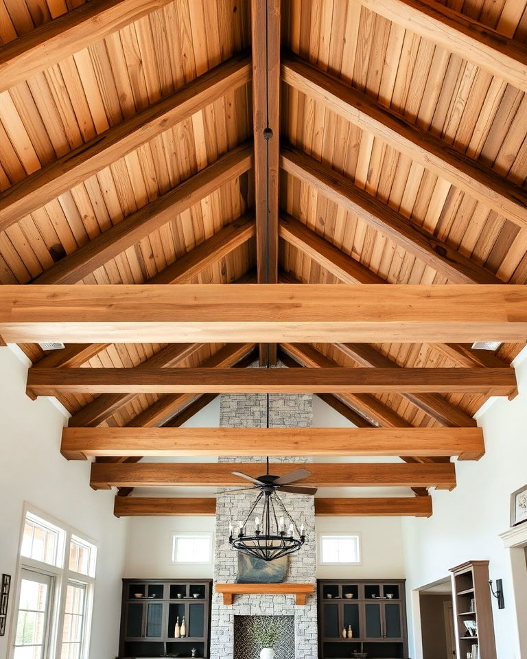 exposed ceiling beams farmhouse interior - 20 Rustic Farmhouse Interior Design Ideas