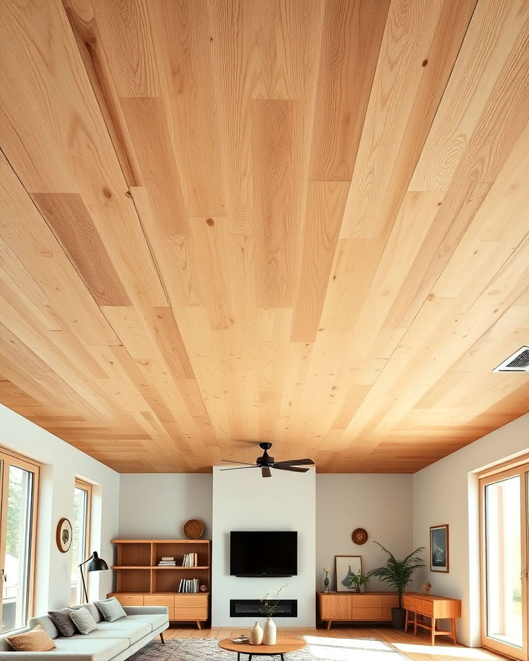 exposed plywood ceiling panels with natural finish - 20 Plywood Ceiling Ideas
