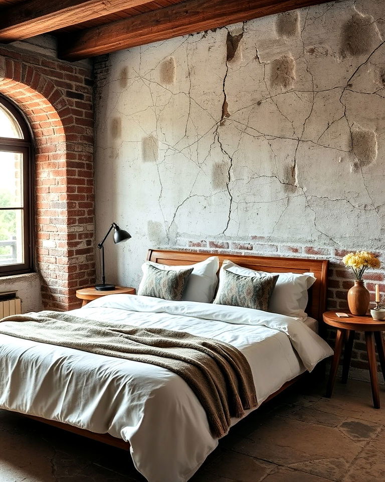 exposed textures and natural imperfections - 15 Wabi Sabi Bedroom Ideas