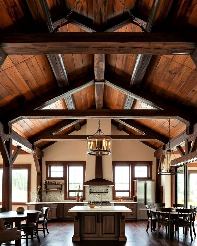exposed wooden beams western interior - 25 Western Interior Design Ideas
