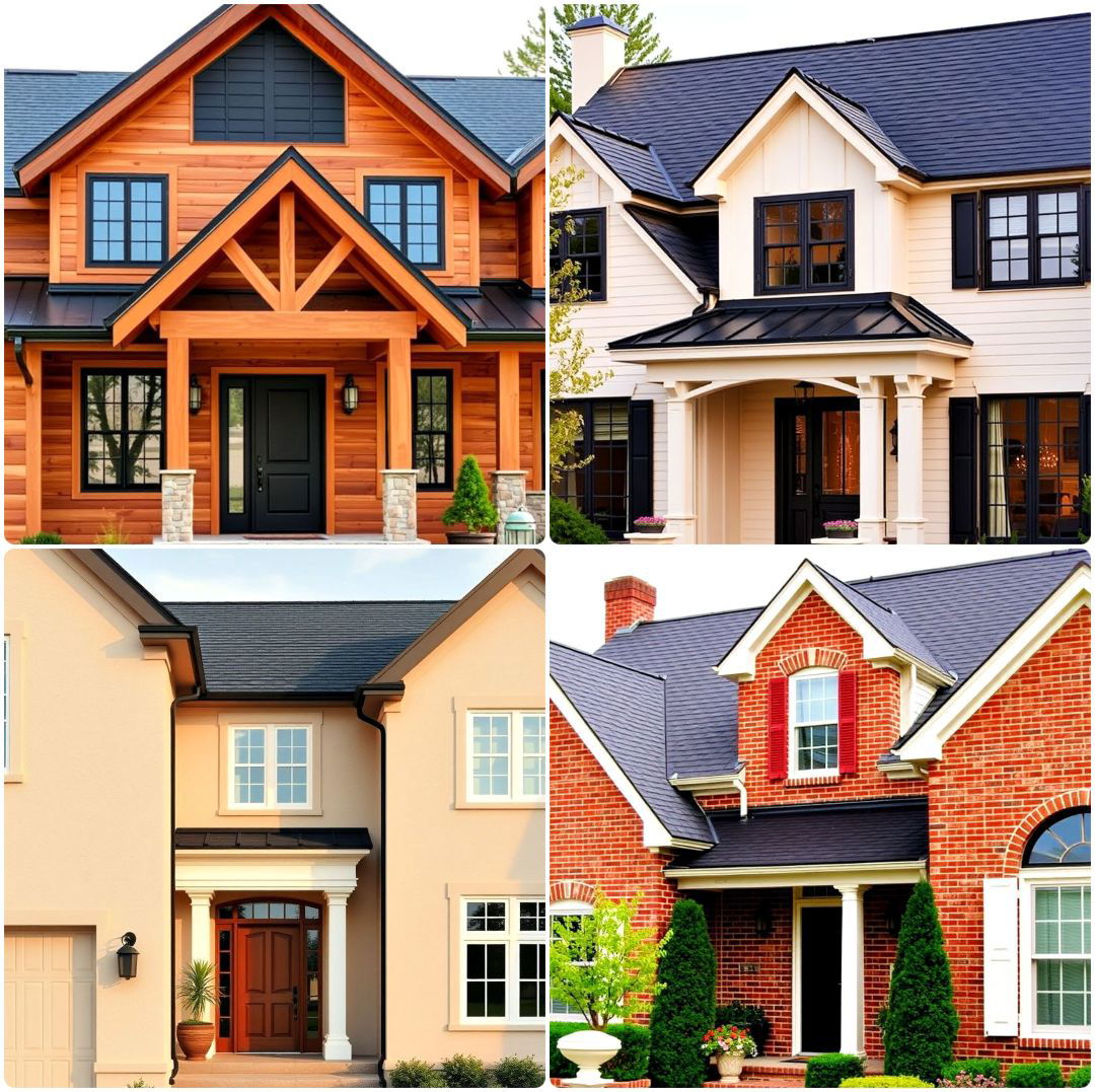 exterior home with a black roof ideas
