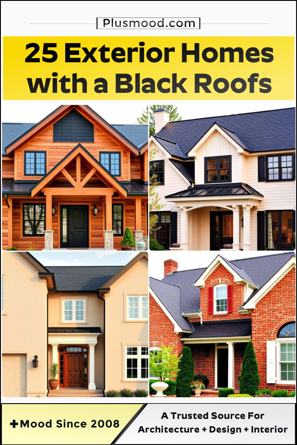 exterior homes with a black roofs