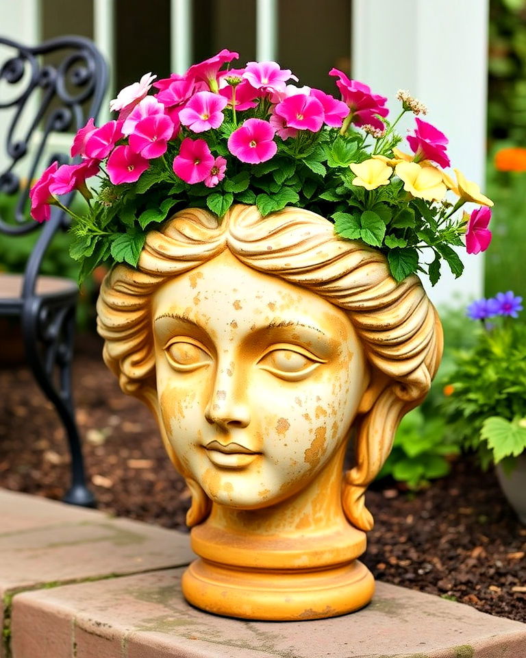 eye catching vintage statue head planters - 15 Head Planter Ideas
