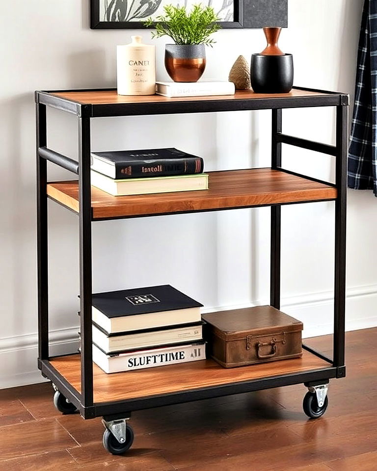 factory inspired rolling cart - 30 Industrial Home Office Ideas