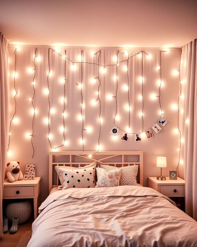 fairy light wall to a childs room - 25 Kids Room Accent Wall