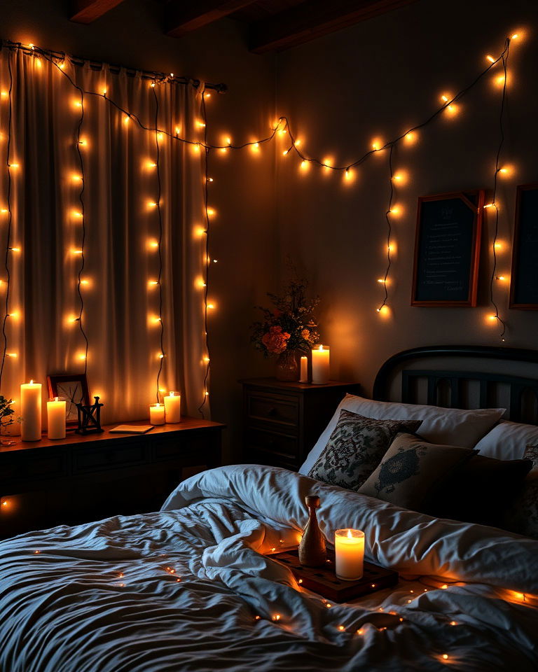 fairy lights whimsigoth bedroom - 20 Whimsigoth Bedroom Ideas