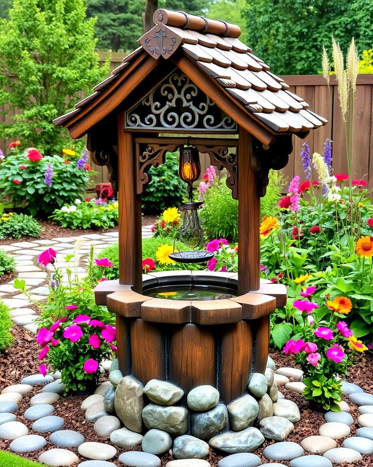 fairy tale inspired wishing well - 15 Outdoor Wishing Well Garden Ideas
