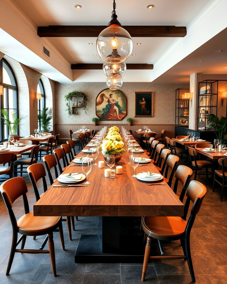 family style dining tables - 25 Italian Restaurant Decor Ideas