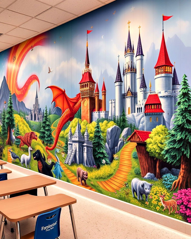 fantasy and imagination mural - 40 School Mural Ideas