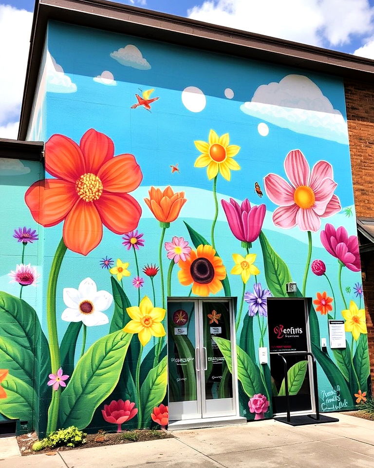 fantasy flower gardens mural on building - 15 Flower Murals on Buildings